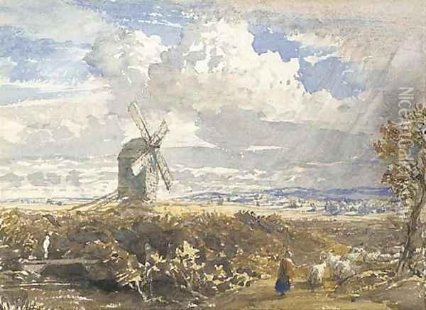 A windmill near Pulborough, West Sussex Oil Painting - Samuel Palmer
