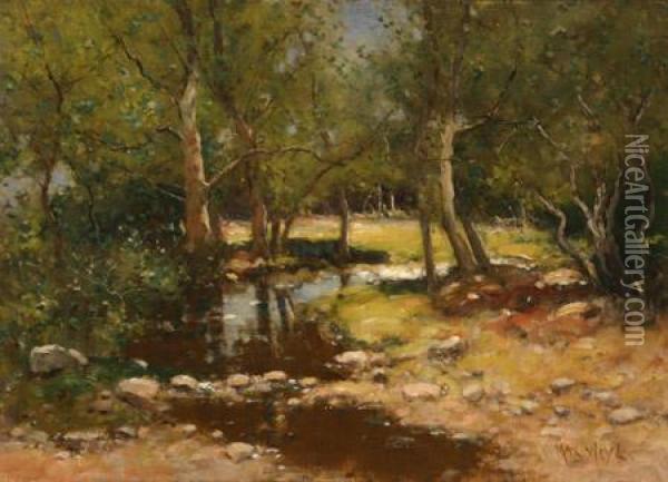 A Woodland Stream Oil Painting - Max Weyl