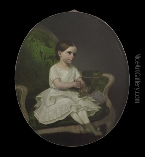 Portrait Of A Young Child Eating Grapes Oil Painting - Jean Louis Victor Viger du Vigneau