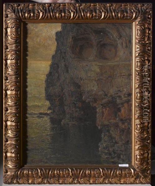 Die Grotte Von Polignano In Bari. Oil Painting - Raffaele Armenise