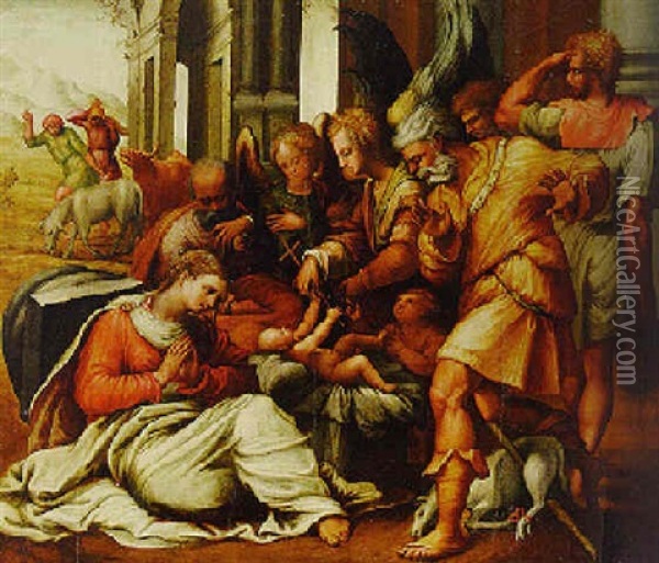 The Adoration Of The Shepherds Oil Painting -  Perino del Vaga