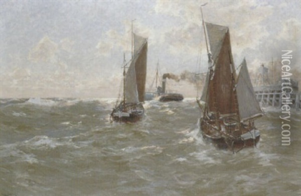 Hafenausfahrt Von Ostende Oil Painting - Erwin Carl Wilhelm Guenther