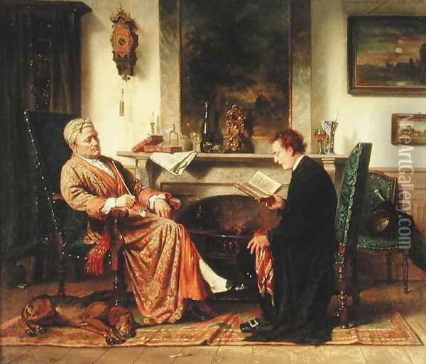 The Reading, 1872 Oil Painting - Charles Meer Webb