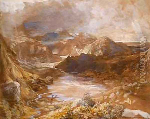 Llwyngwynedd and part of Llyn-y-ddina Between Capel Curig and Beddegelert, North Wales, 1835-36 Oil Painting - Samuel Palmer