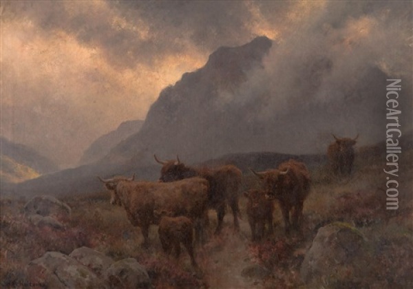 Highland Cattle Oil Painting - Jan Hendrik Scheltema