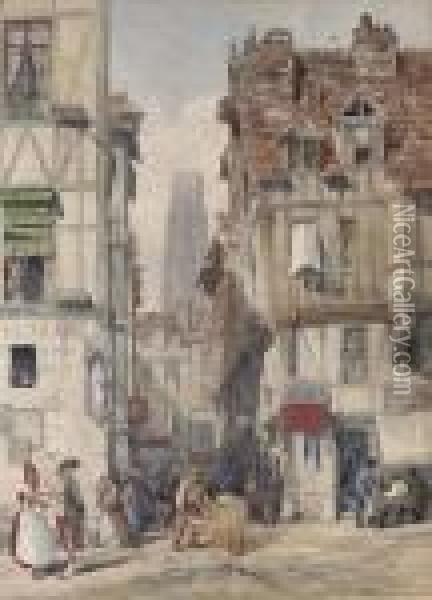 A Street In Rouen, The Church Of St Ouenn Oil Painting - Thomas Shotter Boys
