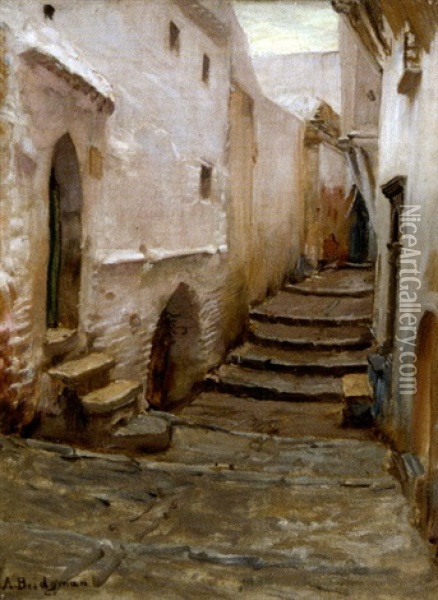 Une Rue De La Casbah D'alger Oil Painting - Frederick Arthur Bridgman
