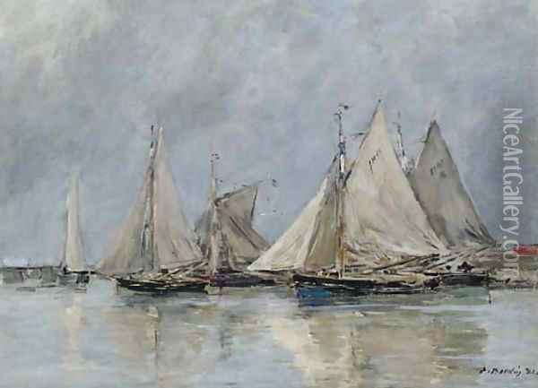 Barques de peche à Trouville Oil Painting - Eugene Boudin
