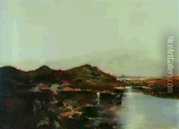 Kvaeg Ved Bjergso I Hojlandet Oil Painting - Sidney Richard Percy