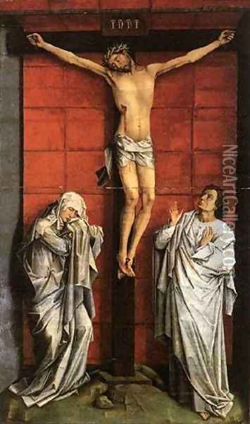 Christ With Mary And John Oil Painting - Rogier van der Weyden