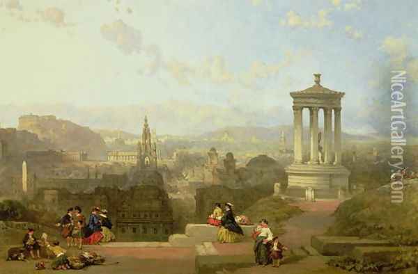 Edinburgh from the Calton Hill view looking West Oil Painting - David Roberts