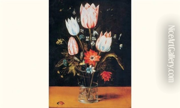 Fleurs Dans Un Vase De Cristal Oil Painting - Ambrosius Brueghel