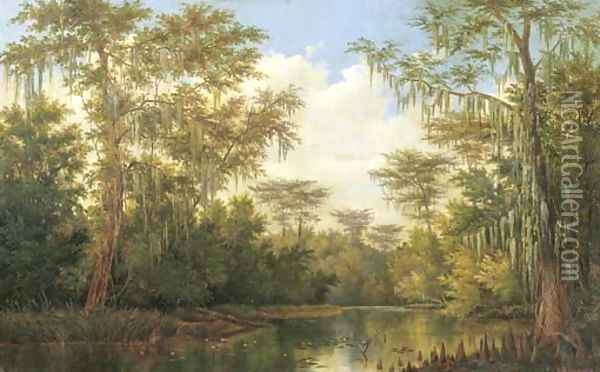 Water Lilies and Spanish Moss Oil Painting - Henry Chapman Ford