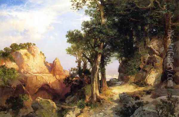 On The Berry Trail Grand Canyon Of Arizona Oil Painting - Thomas Moran