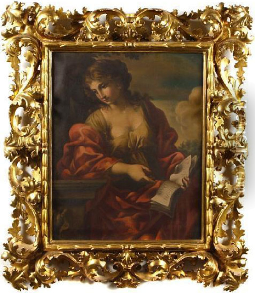 The Samian Sibyl In An Ornate Frame Oil Painting - Pietro Da Cortona (Barrettini)