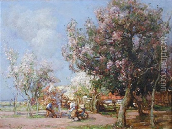 Apple Blossom In The Fens Oil Painting - William Watt Milne