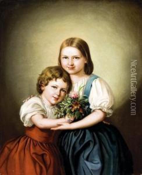 Gyermekei Portreja Oil Painting - Soma Orlay Petrich