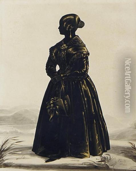 A Silhouette Of Miss Martha Bebb Oil Painting - Frederick Frith