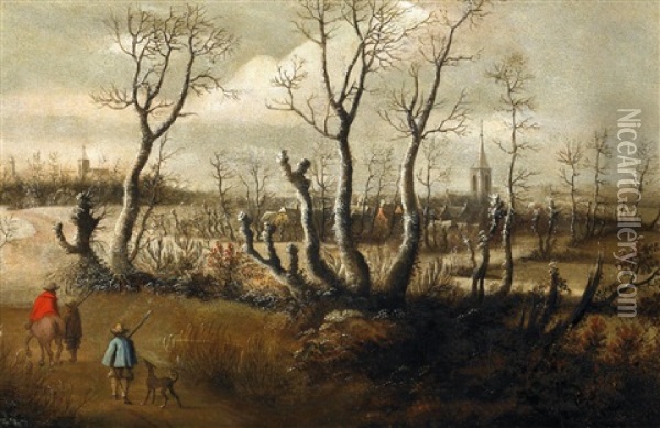 Flamische Winterlandschaft Oil Painting - Daniel van Heil