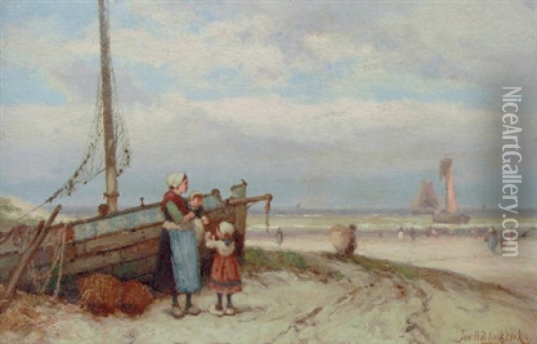 Bringing The Catch Home Oil Painting - Johannes Hermanus Barend Koekkoek