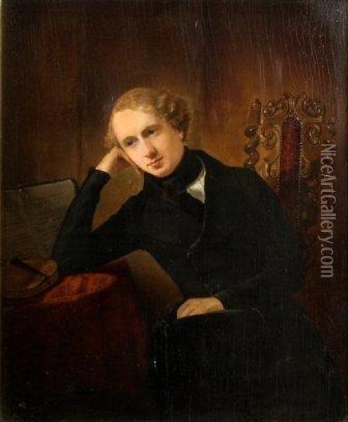 Ritratto Delmusicista Charles Auguste De Beriot. Oil Painting - Henri Germain Lacombe