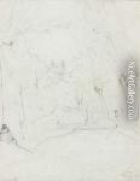 Vue De L'eglise De L'assomption A Ariccia
 Crayon Noir Oil Painting - Jean-Baptiste-Camille Corot