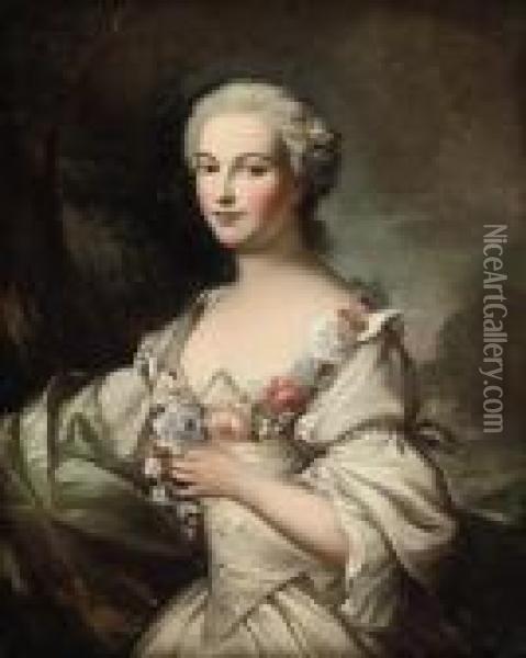 Portrait Of A Lady Oil Painting - Charles Joseph Natoire