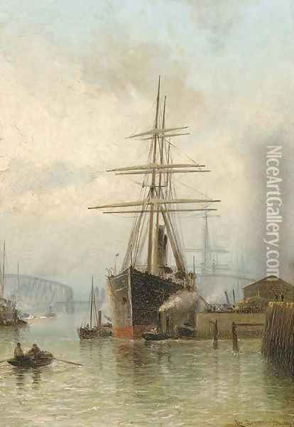 The bustling port of Rotterdam Oil Painting - Cornelis Christiaan Dommersen