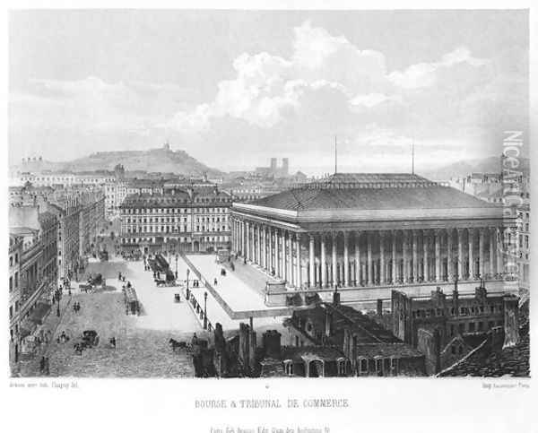 The Bourse and the Commercial Court, Paris, c.1840 Oil Painting - Henri Michel Antoine Chapu