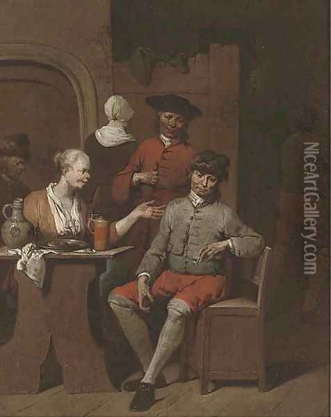 Figures smoking and drinking in a tavern Oil Painting - Jan Baptist Lambrechts