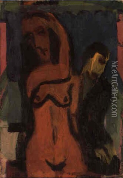 Weiblicher Akt Mit Mannlicher Figur Oil Painting - Ernst Ludwig Kirchner