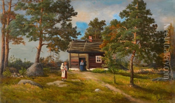 Cottage People Oil Painting - Ernst Wendelin