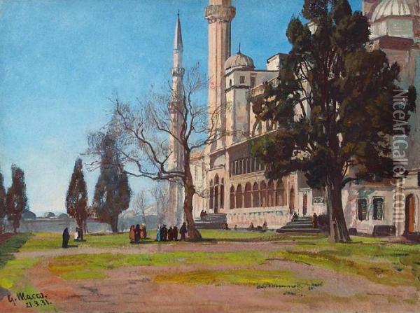 Vue De Lamosquee Suleyman A Istambul Oil Painting - Georg Macco