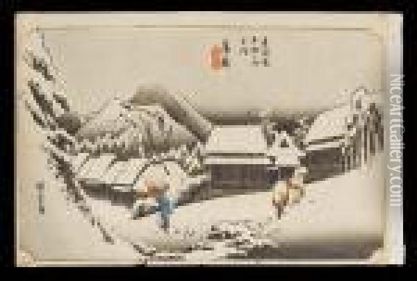 Mid 19th Century Oil Painting - Utagawa or Ando Hiroshige