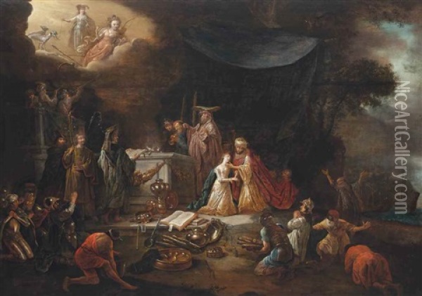The Sacrifice Of Iphigenia Oil Painting - Jacob Jacobsz de Wet the Younger