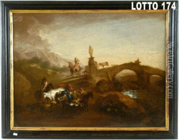 Paesaggio Con Mucche Oil Painting - Nicolaes Berchem