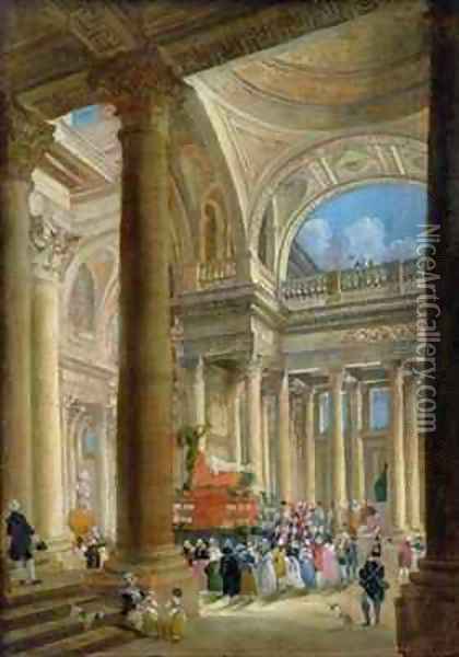 Receiving the Ashes of Voltaire at the Pantheon in Paris Oil Painting - Pierre-Antoine Demachy