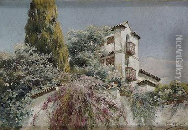 Jardines De Granada Oil Painting - Manuel Garcia y Rodriguez