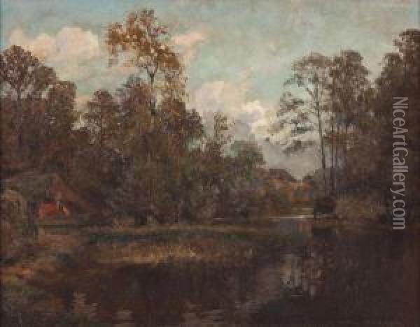 Bauernkate Am See Oil Painting - Heinrich Muller-Wachenfeld