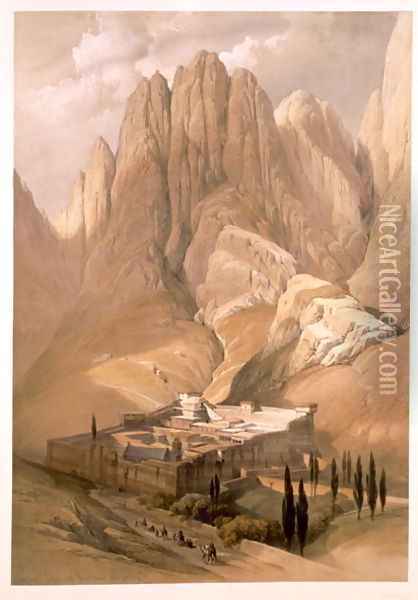 Convent of St. Catherine with Mount Horeb, February 19th 1839, plate 118 from Volume III of The Holy Land, engraved by Louis Haghe 1806-85 pub. 1849 Oil Painting - David Roberts