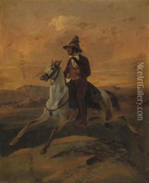 A Gaucho On Horseback At Sunset Oil Painting - Johann Moritz Rugendas