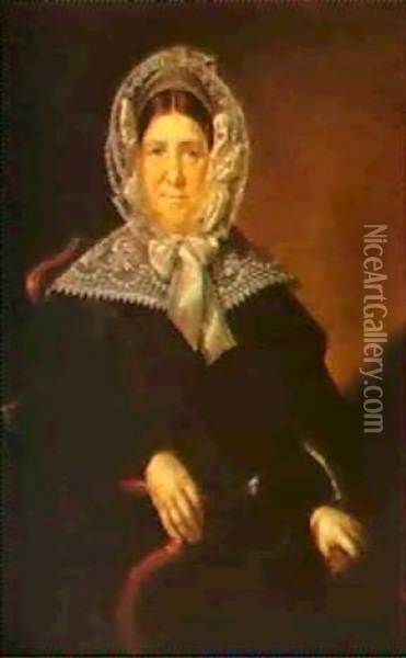 Portrait Of Anna Feodorovna Mazurina Oil Painting - Vasili Andreevich Tropinin
