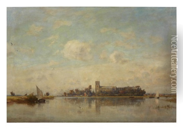 Christchurch Priory, Hampshire Oil Painting - Frederick George Cotman