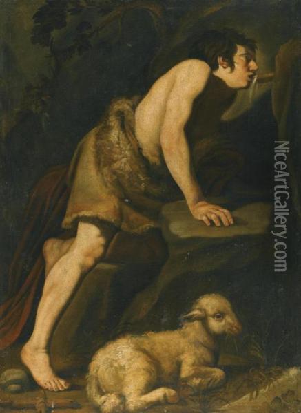 Saint John The Baptist Drinking From A Spring Oil Painting - Michelangelo Merisi Da Caravaggio