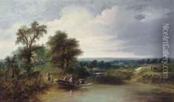 The River Ferry Oil Painting - Charles Pettitt