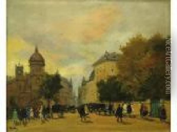Grand Boulevard A Budapest. Circa 1910-1920 Oil Painting - Antal Berkes
