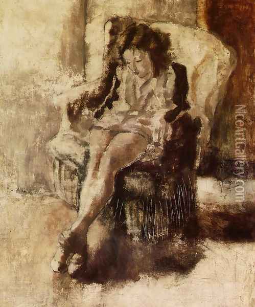 Seated Young Woman Oil Painting - Jules Pascin