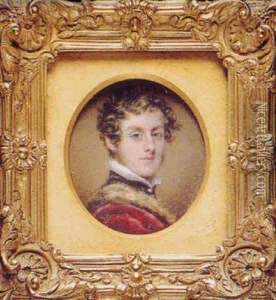 Antony Ashley Cooper, Seventh Earl Of Shaftesbury, In Green Tunic With White Collar And Buttons, Scarlet Fur-trimmed Cloak Over His Shoulder Oil Painting - Andrew Robertson