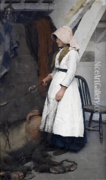 A Fisherman's Daughter Oil Painting - Frederick Hall