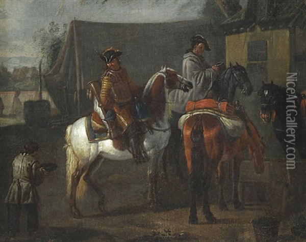 Sosta Di Cavalieri Oil Painting - Pieter van Bloemen